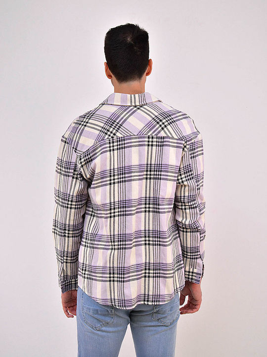 Long-sleeved Shirt Checked Purple