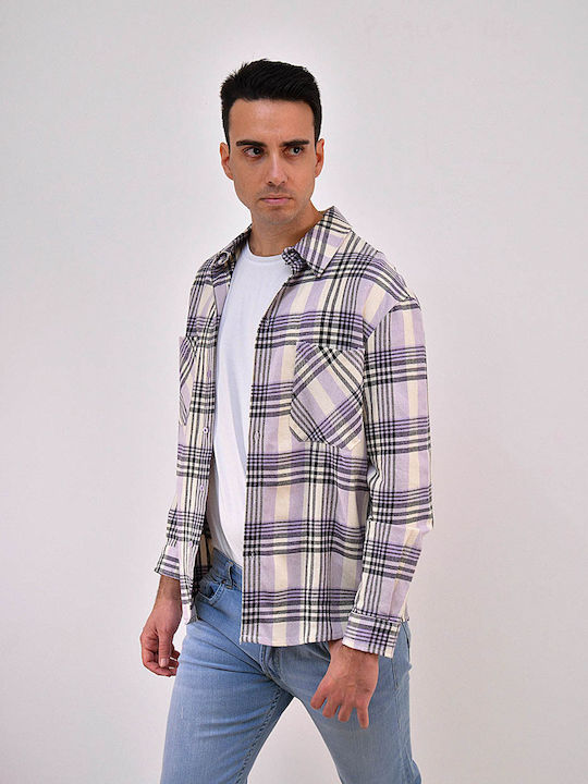 Long-sleeved Shirt Checked Purple