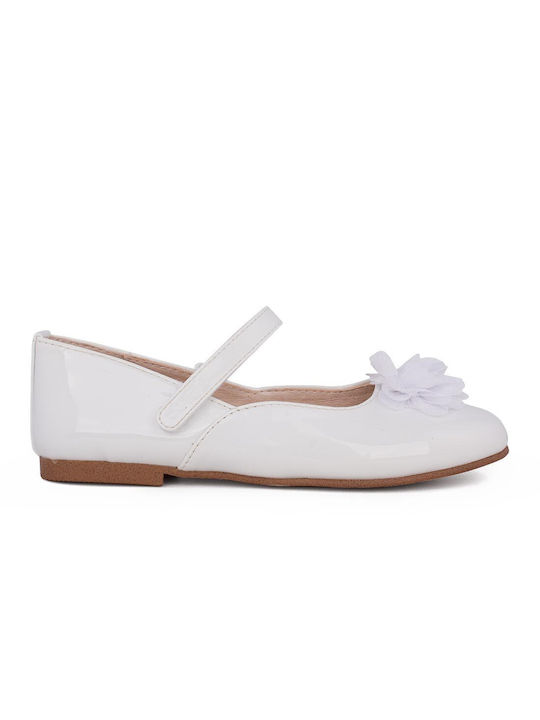 Mayoral Kids Anatomic Leather Ballerinas with Hoop & Loop Closure White