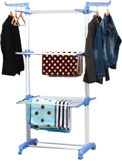 Folding Floor Plastic Clothes Drying Rack with Wheels 78x50cm