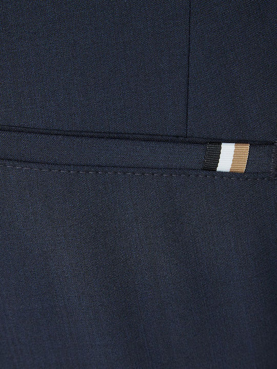 Hose Elastisch in Geradem Schnitt Marineblau