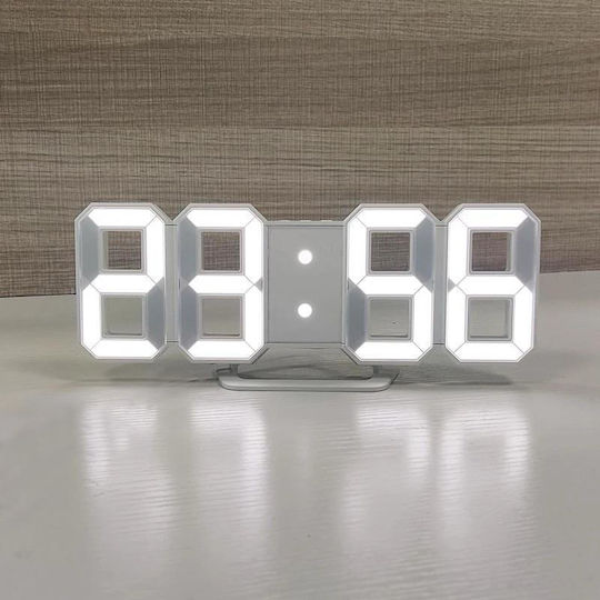 3D Стенен часовник Дигитален Пластмаса Бял 23x9см
