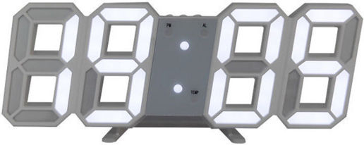 3D Стенен часовник Дигитален Пластмаса Бял 23x9см