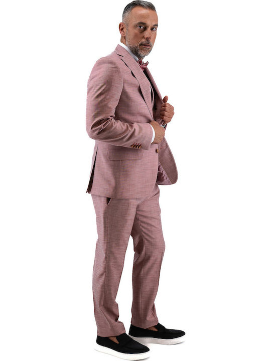 Men's Groom's Suit with Vest Pink
