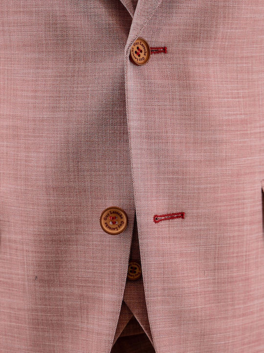 Men's Groom's Suit with Vest Pink