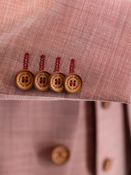 Men's Groom's Suit with Vest Pink