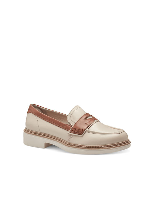 Tamaris Leather Women's Moccasins in Beige Color