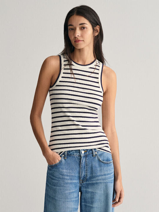 Women's Summer Blouse with Straps Striped White