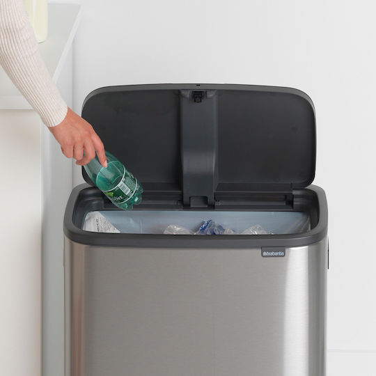 Brabantia Brabantia Mülleimer aus Inox Push 60lt Graues