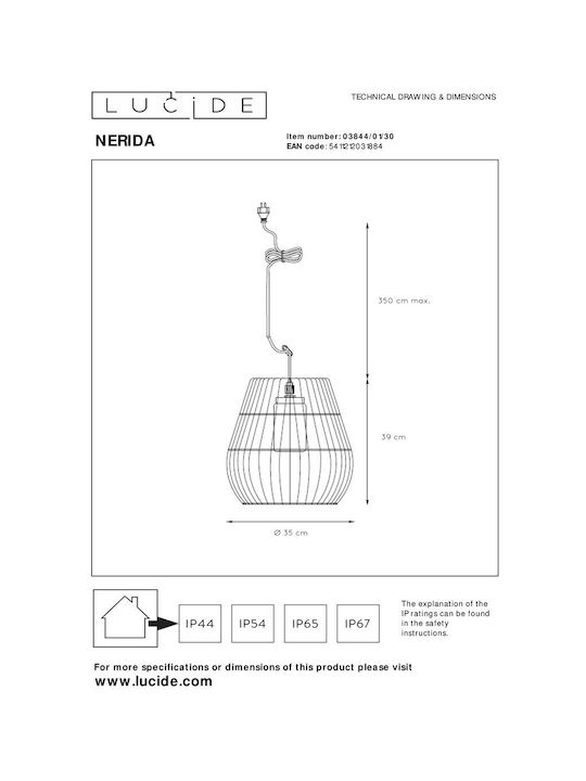 Lucide Lightning Adjustable Pendant Light Black with Socket E27