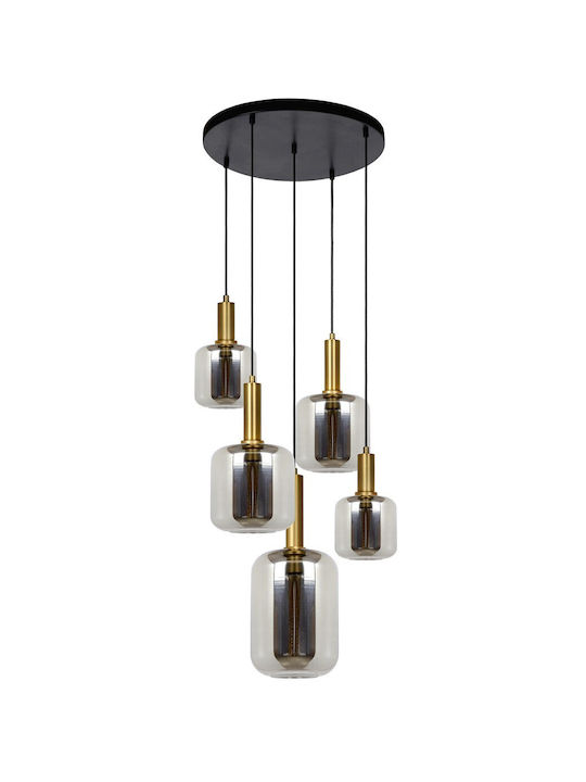 Lucide Lightning Pendant Chandelier for 5 Bulbs E27 Gray