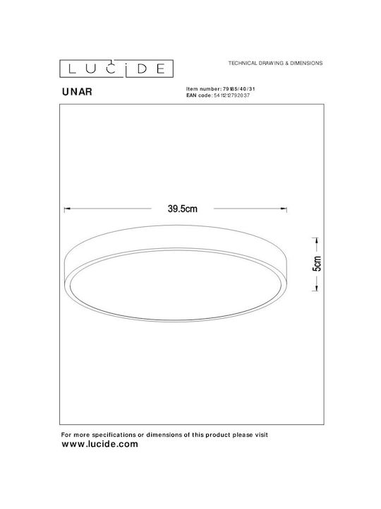 Lucide Lightning Plafonieră de Tavan Albă cu LED Integrat