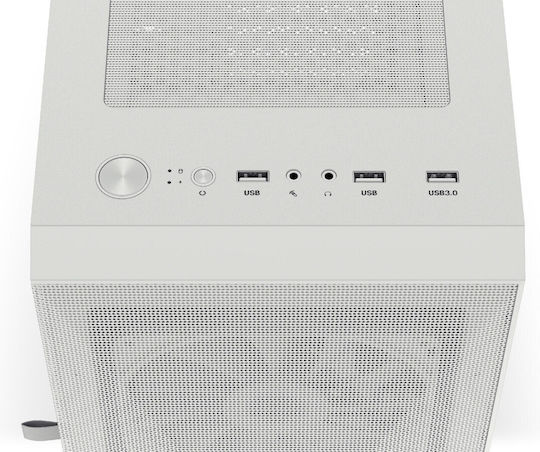 Krux Vako Геймърско бюро Midi Tower Компютърна кутия със страничен прозорец и RGB осветление Бял