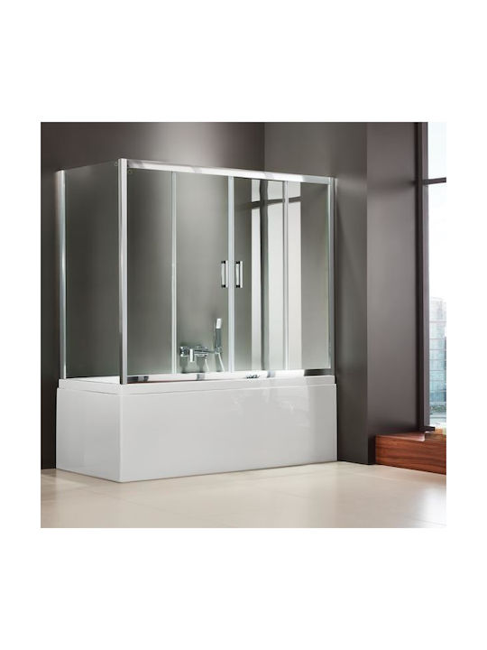 Devon Fixed Side Bathtub 67-69x140cm Clean Glass Chrome