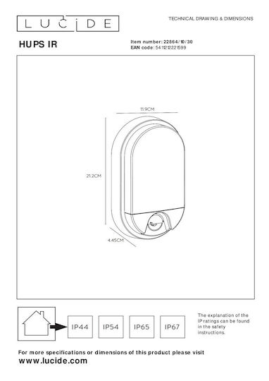 Lucide Lightning Wall-Mounted Outdoor Light LED IP54 10W with Warm White Light
