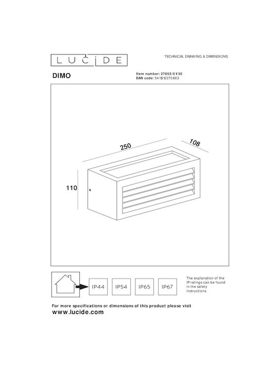 Lucide Lightning Wall-Mounted Outdoor Light E27 IP54