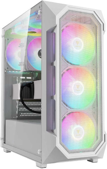 Gamdias AURA GC1 Elite Gaming Midi Tower Κουτί Υπολογιστή με Πλαϊνό Παράθυρο και RGB Φωτισμό Λευκό