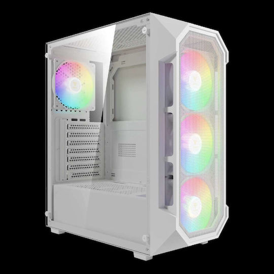 Gamdias AURA GC1 Elite Gaming Midi Tower Κουτί Υπολογιστή με Πλαϊνό Παράθυρο και RGB Φωτισμό Λευκό