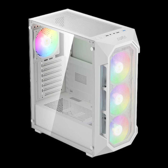 Gamdias AURA GC1 Elite Gaming Midi Tower Κουτί Υπολογιστή με Πλαϊνό Παράθυρο και RGB Φωτισμό Λευκό