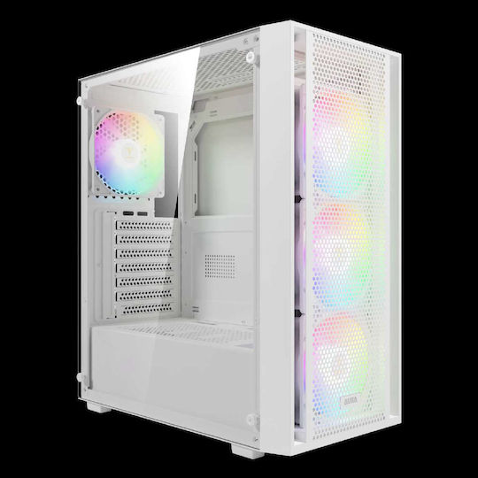 Gamdias AURA GC2 ELITE Gaming Midi Tower Κουτί Υπολογιστή με Πλαϊνό Παράθυρο και ARGB Φωτισμό Λευκό