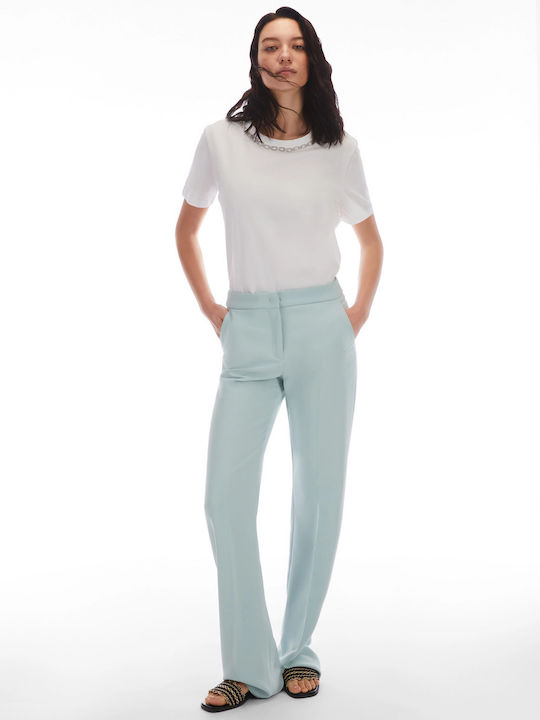 Pennyblack Women's Fabric Trousers in Regular Fit Light Blue