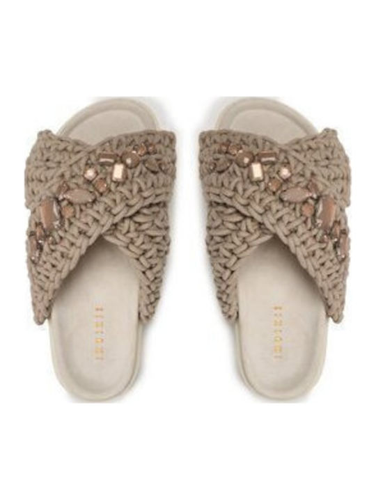 Flache Sandalen für Damen in Braun Farbe
