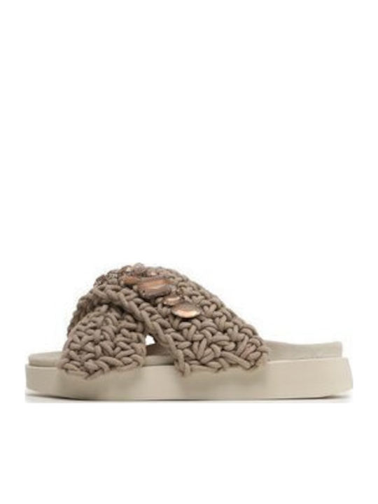 Flache Sandalen für Damen in Braun Farbe