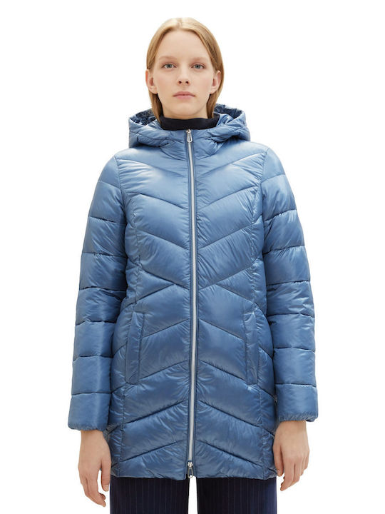 Women's Short Puffer Jacket for Winter Blue