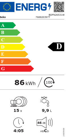 Beko Einbaugeschirrspüler für 15 Gedecke B60xH85cm