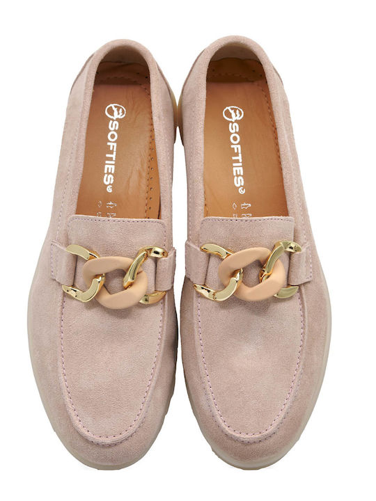 Leder Damen Mokassins in Rosa Farbe