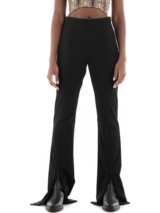 Halice Women's Fabric Trousers Regular Fit Black