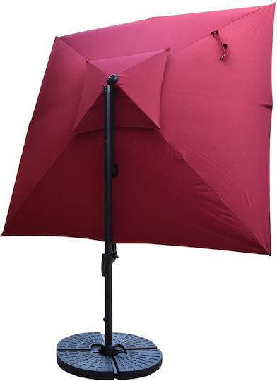 Umbrelă Profesională Suspendată Pătrată Din Aluminiu Roșie 3x3m
