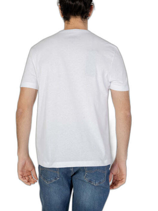 Blauer Herren T-Shirt Kurzarm Weiß