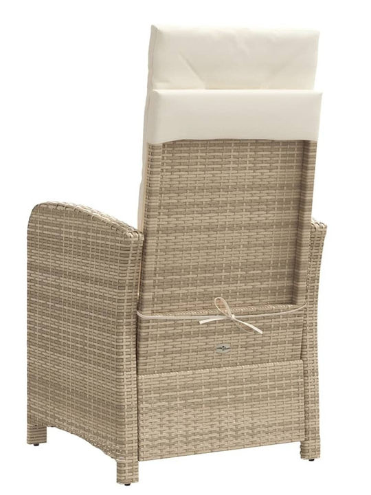 Outdoor-Stuhl Rattan Beige mit Kissen