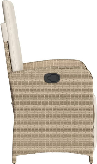 Scaun de exterior Rattan Bej cu pernă 2buc