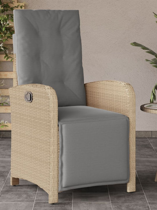 Outdoor-Stuhl Rattan Beige mit Kissen