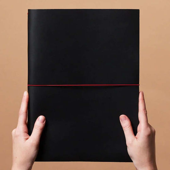 Paper Republic Grand Voyageur Notizbuch A4 mit leeren Seiten und Gummiband Schwarz