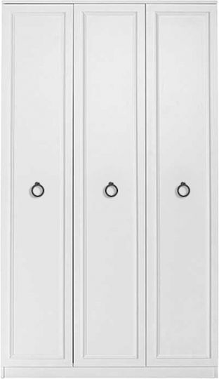 Hampton Τρίφυλλη Ντουλάπα Λευκό 103x52x185cm