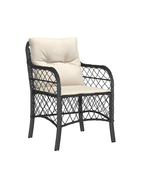 vidaXL Outdoor Lounge Set Bistro 3 Pieces Black with Pillows