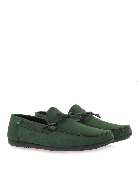 JK London Δερμάτινα Ανδρικά Loafers σε Πράσινο Χρώμα