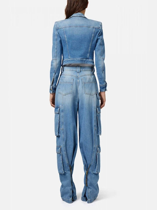 Elisabetta Franchi Women's Cotton Cargo Trousers Blue