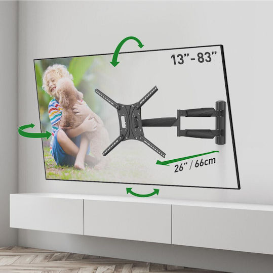 Barkan Wall TV Mount with Arm up to 83" and 50kg Black