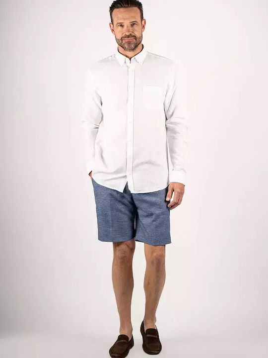 Pre End Men's Shirt Long Sleeve Linen White