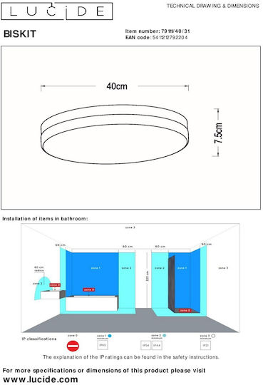 Lucide Lightning Outdoor LED Panel 36W with Warm White Light 2700K