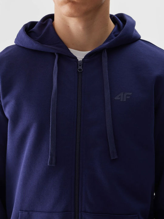 4F Men's Sweatshirt Jacket with Hood Navy Blue