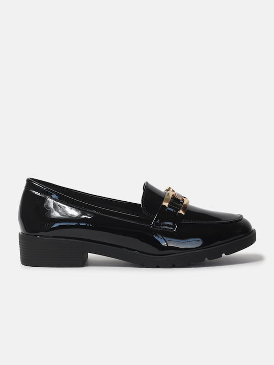 InShoes Patent Leather Women's Loafers in Black Color