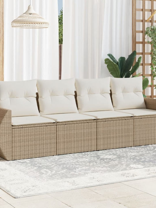 Canapea Cu Patru Locuri De Exterior Din Rattan Cu Perne 55x55x69cm
