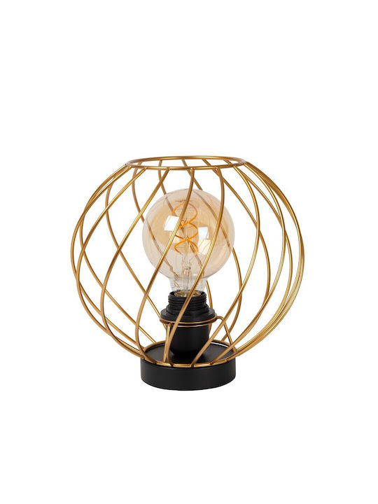 Lucide Lightning Metal Table Lamp for Socket E27 with Gold Shade and Base