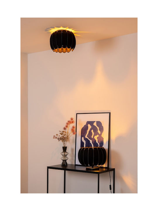 Lucide Lightning Πορτατίφ για Ντουί E27 LED με Μαύρο Καπέλο και Βάση