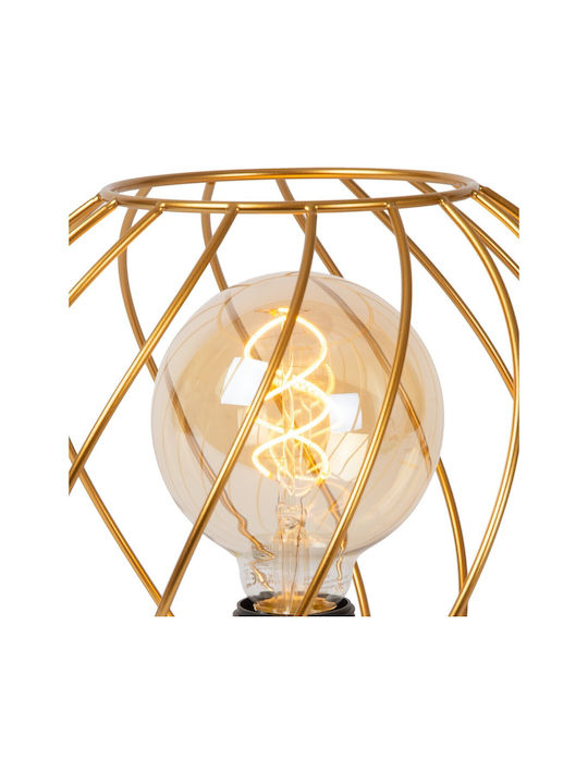 Lucide Lightning Metal Table Lamp for Socket E27 with Gold Shade and Base